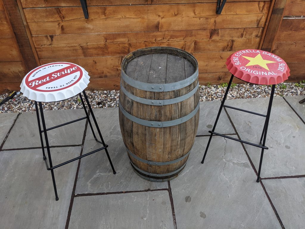 Red Stripe Man Cave Bar Stool x1 Home Bar Indoor/Outdoor Bottle Cap Metal made To Order