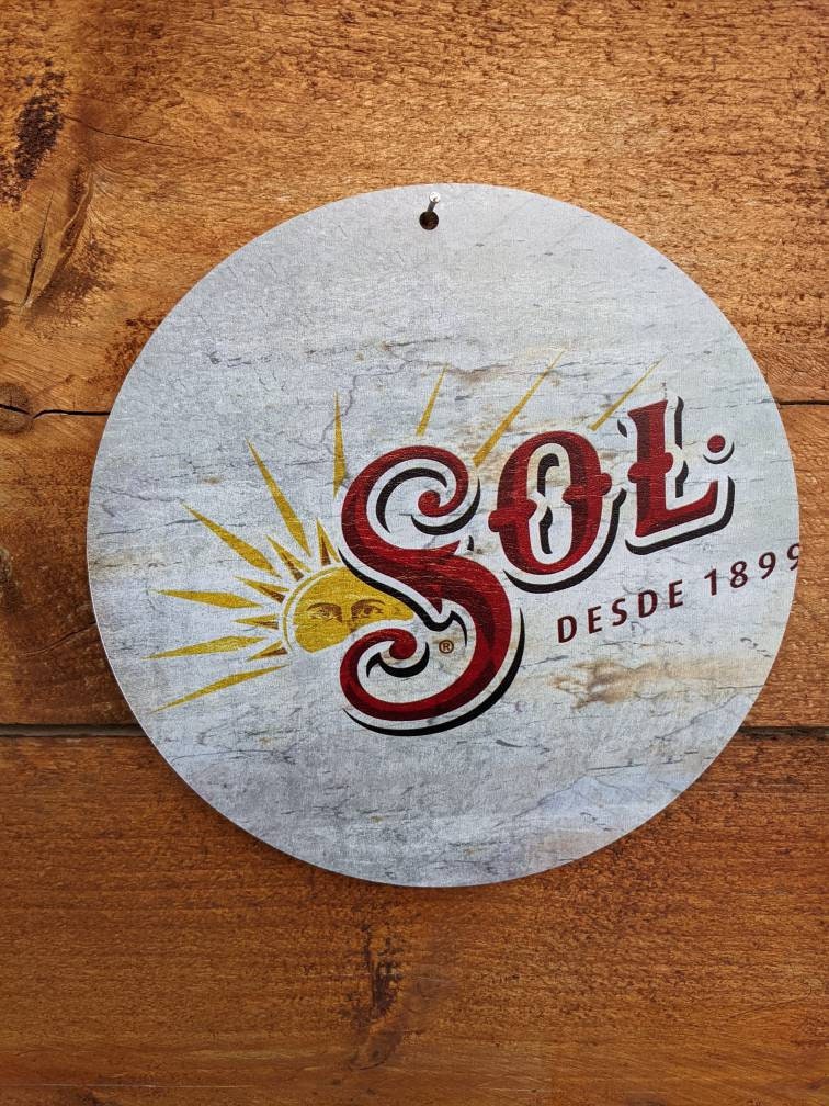 Sol beer Wood Bar Signs Pub Man Cave Wall Sign Wooden Circle Plaques 19.5cm