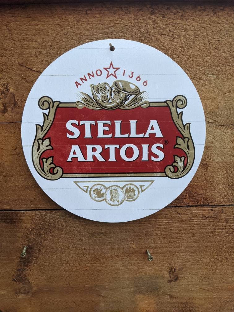 Stella Artois Wood Bar Signs Pub Man Cave Wall Sign Wooden Circle Plaques 19.5cm
