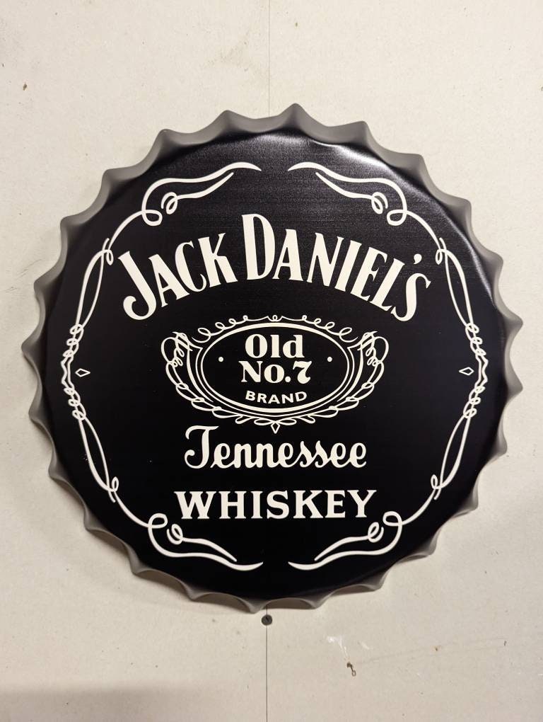 Jack Daniels metal bottle top large 35cm Bar Signs Pub Man Cave Wall Sign  Circle Plaques bottle cap