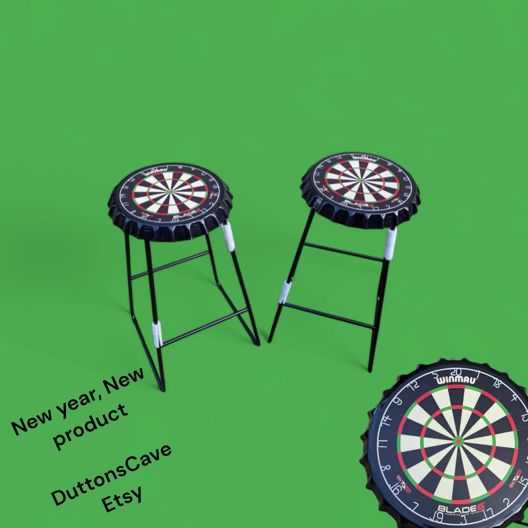 Dartboard Bar Stool Darts stool X1  Man cave bar stool home bar bottle top cap Custom order - Image 2